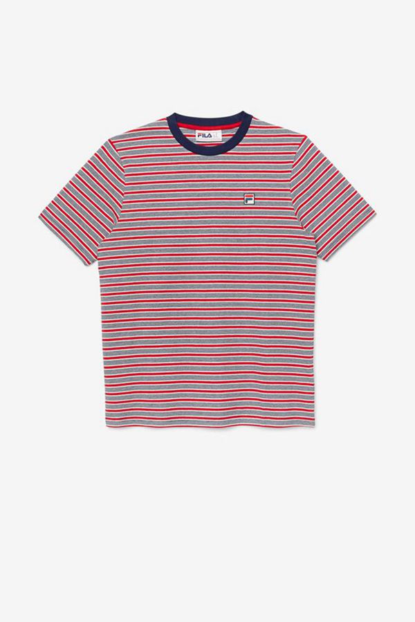 Camisetas Fila Homem Azul Marinho - Fila Tux Red Striped En Portugal,DTOB-45263